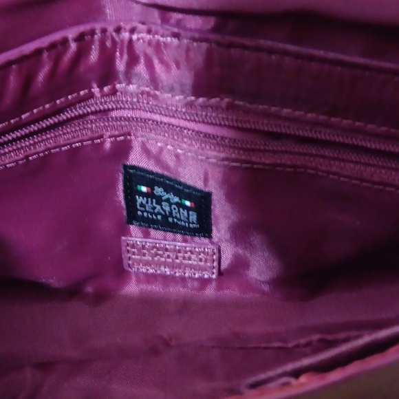Wilsons Leather Maroon Shoulder Bag with Silver Accents - Picture 5 of 6